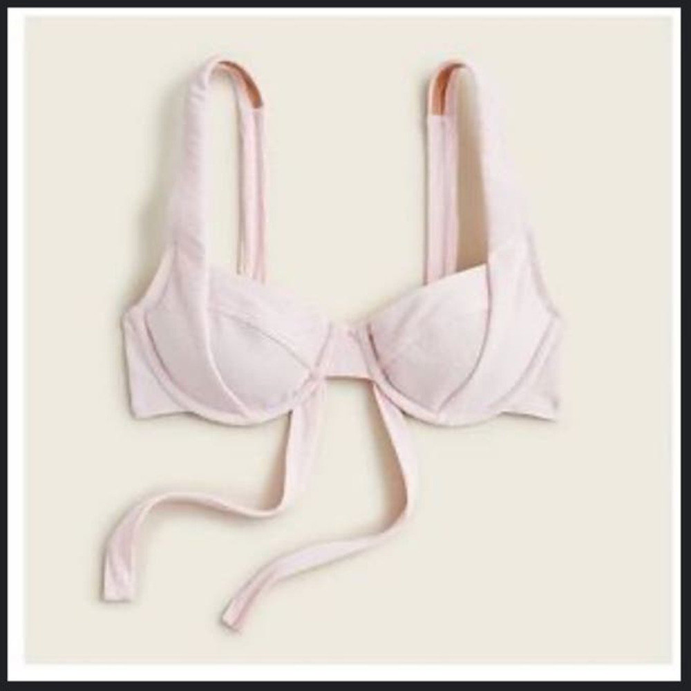 NEW J.Crew light pink ribbed cross back underwire bikini top